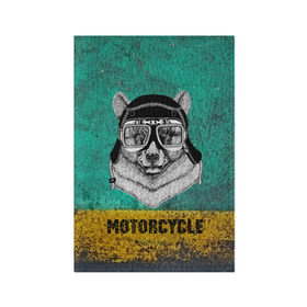 Обложка для паспорта матовая кожа с принтом Мотоцикл медведь в Петрозаводске, натуральная матовая кожа | размер 19,3 х 13,7 см; прозрачные пластиковые крепления | Тематика изображения на принте: 3d | motor bicycle | motorbike | motorcycle | авто | автомобильные | водитель | механик | мотоциклист | очки