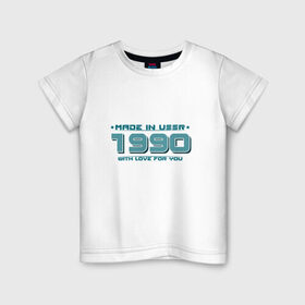 Детская футболка хлопок с принтом Made in USSR 1990 в Петрозаводске, 100% хлопок | круглый вырез горловины, полуприлегающий силуэт, длина до линии бедер | 1990 | made in ussr | ussr | год рождения | день рождения | рожденный в ссср | сделано в ссср | ссср