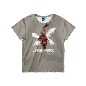 Детская футболка 3D с принтом Linkin Park - Hybrid logos в Петрозаводске, 100% гипоаллергенный полиэфир | прямой крой, круглый вырез горловины, длина до линии бедер, чуть спущенное плечо, ткань немного тянется | Тематика изображения на принте: 0x000000123 | chester | hybrid | linkin park | линкин парк