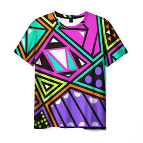 Мужская футболка 3D с принтом Geometry в Петрозаводске, 100% полиэфир | прямой крой, круглый вырез горловины, длина до линии бедер | геометрия | подарок | прикол | принт | яркий