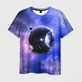 Мужская футболка 3D с принтом Вселенная бесконечна в Петрозаводске, 100% полиэфир | прямой крой, круглый вырез горловины, длина до линии бедер | звезды | планета | разноцветный | шлем | яркий