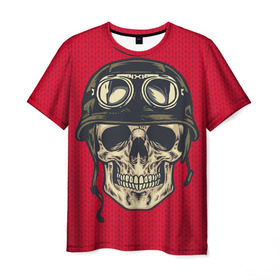 Мужская футболка 3D с принтом Свитер байкера в Петрозаводске, 100% полиэфир | прямой крой, круглый вырез горловины, длина до линии бедер | бабушка | байк | вязка | пряжа | скелет | скилет | череп
