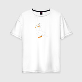 Женская футболка хлопок Oversize с принтом gussi в Петрозаводске, 100% хлопок | свободный крой, круглый ворот, спущенный рукав, длина до линии бедер
 | gucci | gusi | gussi | гуси | гучи | гуччи | прикол