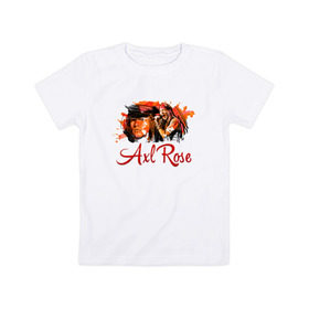 Детская футболка хлопок с принтом Axl Rose в Петрозаводске, 100% хлопок | круглый вырез горловины, полуприлегающий силуэт, длина до линии бедер | axl | guns | music | rock | rose | roses | аксель | арт | музыка | рок | роуз