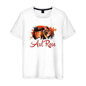 Мужская футболка хлопок с принтом Axl Rose в Петрозаводске, 100% хлопок | прямой крой, круглый вырез горловины, длина до линии бедер, слегка спущенное плечо. | axl | guns | music | rock | rose | roses | аксель | арт | музыка | рок | роуз