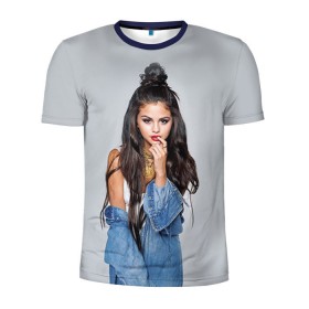Мужская футболка 3D спортивная с принтом Selena Gomez в Петрозаводске, 100% полиэстер с улучшенными характеристиками | приталенный силуэт, круглая горловина, широкие плечи, сужается к линии бедра | 