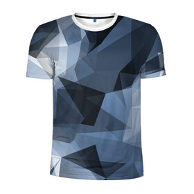 Мужская футболка 3D спортивная с принтом Camo - Black & Blue (Чёрно-синий камуфляж) в Петрозаводске, 100% полиэстер с улучшенными характеристиками | приталенный силуэт, круглая горловина, широкие плечи, сужается к линии бедра | 0x00000123 | camo | битый | камуфляж | пиксель | синий