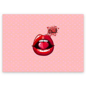 Поздравительная открытка с принтом Lips в Петрозаводске, 100% бумага | плотность бумаги 280 г/м2, матовая, на обратной стороне линовка и место для марки
 | 3d | love | pop art | арт | губы | девушкам | любовь | поп арт | поцелуй | розовый | сердечки