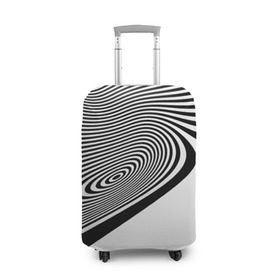Чехол для чемодана 3D с принтом Black&White illusion в Петрозаводске, 86% полиэфир, 14% спандекс | двустороннее нанесение принта, прорези для ручек и колес | 3d | абстракции | иллюзия | линии | полосы | черно белые