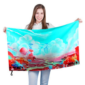 Флаг 3D с принтом Сказочная страна в Петрозаводске, 100% полиэстер | плотность ткани — 95 г/м2, размер — 67 х 109 см. Принт наносится с одной стороны | рисунок | сказка | фентези | яркий