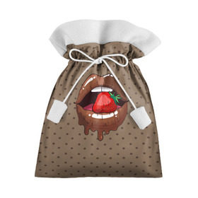 Подарочный 3D мешок с принтом Шоколадные губки в Петрозаводске, 100% полиэстер | Размер: 29*39 см | 3d | pop art | арт | горошек | губы | девушкам | еда | клубника | кружочек | поп арт | текстура | шоколад | ягоды