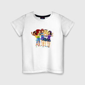 Детская футболка хлопок с принтом ЛЕГО Френдс в Петрозаводске, 100% хлопок | круглый вырез горловины, полуприлегающий силуэт, длина до линии бедер | lego friends | андреа | лучшие подружки | миа | оливия | стефани | эмма