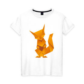Женская футболка хлопок с принтом Origami в Петрозаводске, 100% хлопок | прямой крой, круглый вырез горловины, длина до линии бедер, слегка спущенное плечо | арт | животное | лиса | оригами