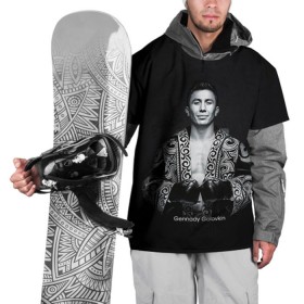 Накидка на куртку 3D с принтом Геннадий Головкин в Петрозаводске, 100% полиэстер |  | Тематика изображения на принте: fighting | ggg | боец | боксер | борьба | драки
