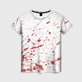 Женская футболка 3D с принтом Брызги в Петрозаводске, 100% полиэфир ( синтетическое хлопкоподобное полотно) | прямой крой, круглый вырез горловины, длина до линии бедер | 3d | абстракция | абстракция красок | арт | брызги | краска | кровь | прикольные | цветные | штрихи