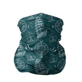 Бандана-труба 3D с принтом Море в Петрозаводске, 100% полиэстер, ткань с особыми свойствами — Activecool | плотность 150‒180 г/м2; хорошо тянется, но сохраняет форму | карта | компас | корабль | лето | парусник | путешествие | чайка | яхта