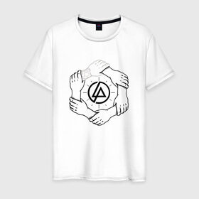 Мужская футболка хлопок с принтом Linkin Park в Петрозаводске, 100% хлопок | прямой крой, круглый вырез горловины, длина до линии бедер, слегка спущенное плечо. | 0x000000123 | chester | linkin park | линкин парк