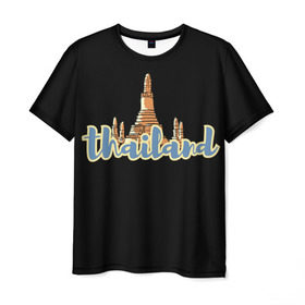 Мужская футболка 3D с принтом Тайланд в Петрозаводске, 100% полиэфир | прямой крой, круглый вырез горловины, длина до линии бедер | Тематика изображения на принте: азия | новинки | популярное | прикольные | солнце | страна | традиция | турист | черный
