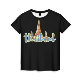 Женская футболка 3D с принтом Тайланд в Петрозаводске, 100% полиэфир ( синтетическое хлопкоподобное полотно) | прямой крой, круглый вырез горловины, длина до линии бедер | азия | новинки | популярное | прикольные | солнце | страна | традиция | турист | черный