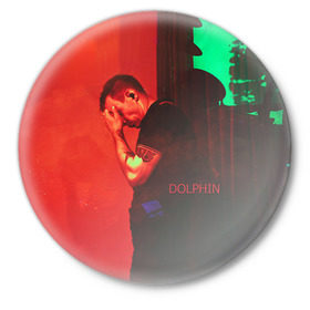 Значок с принтом Dolphin в Петрозаводске,  металл | круглая форма, металлическая застежка в виде булавки | дельфин