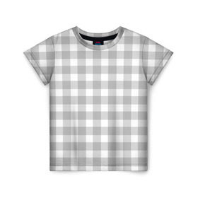 Детская футболка 3D с принтом Grey squares в Петрозаводске, 100% гипоаллергенный полиэфир | прямой крой, круглый вырез горловины, длина до линии бедер, чуть спущенное плечо, ткань немного тянется | белый | клеточка | серый | текстура