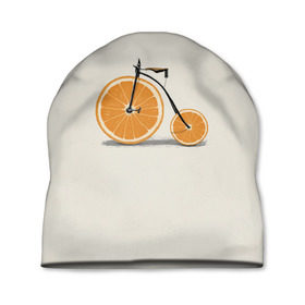 Шапка 3D с принтом Велосипед апельсин в Петрозаводске, 100% полиэстер | универсальный размер, печать по всей поверхности изделия | апельсин | велосипед