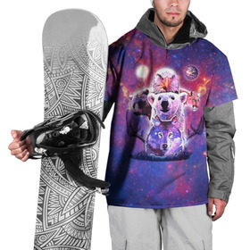 Накидка на куртку 3D с принтом Звериный прайд в Петрозаводске, 100% полиэстер |  | волк | вселенная | галактика | звезды | медведь | орел | пума | туманность