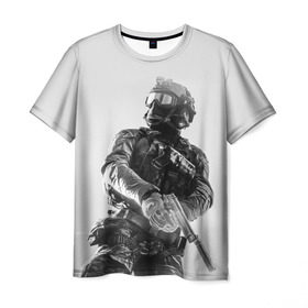 Мужская футболка 3D с принтом Battlefield 4 в Петрозаводске, 100% полиэфир | прямой крой, круглый вырез горловины, длина до линии бедер | battlefield | game | soldiers | weapons | воин | игра | игрок | оружие | солдат