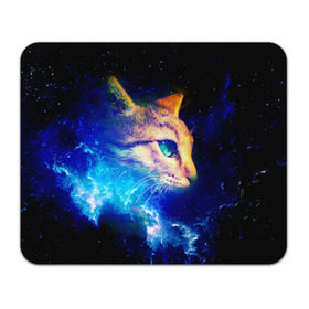 Коврик прямоугольный с принтом Звездный кот в Петрозаводске, натуральный каучук | размер 230 х 185 мм; запечатка лицевой стороны | Тематика изображения на принте: звезды | кот | мордочка | темный