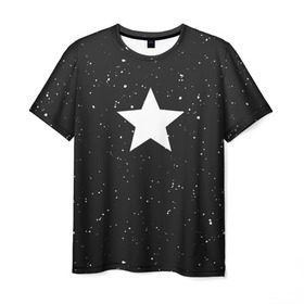 Мужская футболка 3D с принтом Super Star в Петрозаводске, 100% полиэфир | прямой крой, круглый вырез горловины, длина до линии бедер | black | milk | блэк | брызги | звезда | милк | текстура | узор