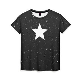 Женская футболка 3D с принтом Super Star в Петрозаводске, 100% полиэфир ( синтетическое хлопкоподобное полотно) | прямой крой, круглый вырез горловины, длина до линии бедер | black | milk | блэк | брызги | звезда | милк | текстура | узор