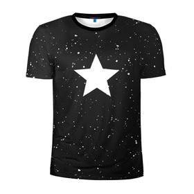 Мужская футболка 3D спортивная с принтом Super Star в Петрозаводске, 100% полиэстер с улучшенными характеристиками | приталенный силуэт, круглая горловина, широкие плечи, сужается к линии бедра | black | milk | блэк | брызги | звезда | милк | текстура | узор