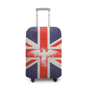 Чехол для чемодана 3D с принтом Флаг Англии с белым орлом в Петрозаводске, 86% полиэфир, 14% спандекс | двустороннее нанесение принта, прорези для ручек и колес | london | англия | белый | брызги | великобритания | империя | клякса | крылья | лондон | необычный | объеденное королевство | орел | птица | символ | сокол | туманный альбион | флаг