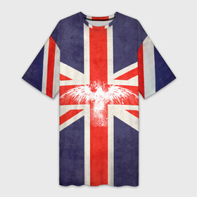 Платье-футболка 3D с принтом Флаг Англии с белым орлом в Петрозаводске,  |  | Тематика изображения на принте: london | англия | белый | брызги | великобритания | империя | клякса | крылья | лондон | необычный | объеденное королевство | орел | птица | символ | сокол | туманный альбион | флаг