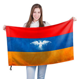 Флаг 3D с принтом Флаг Армении с белым орлом в Петрозаводске, 100% полиэстер | плотность ткани — 95 г/м2, размер — 67 х 109 см. Принт наносится с одной стороны | айастан | армения | белый | босеан | брызги | ереван | знамя | империя | клякса | крылья | кумач | необычный | орел | пойс | птица | символ | сокол | стяг | флаг | хайастан | штандарт
