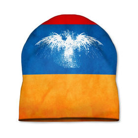 Шапка 3D с принтом Флаг Армении с белым орлом в Петрозаводске, 100% полиэстер | универсальный размер, печать по всей поверхности изделия | айастан | армения | белый | босеан | брызги | ереван | знамя | империя | клякса | крылья | кумач | необычный | орел | пойс | птица | символ | сокол | стяг | флаг | хайастан | штандарт