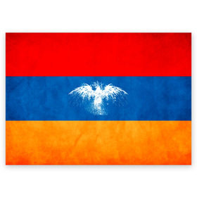 Поздравительная открытка с принтом Флаг Армении с белым орлом в Петрозаводске, 100% бумага | плотность бумаги 280 г/м2, матовая, на обратной стороне линовка и место для марки
 | айастан | армения | белый | босеан | брызги | ереван | знамя | империя | клякса | крылья | кумач | необычный | орел | пойс | птица | символ | сокол | стяг | флаг | хайастан | штандарт
