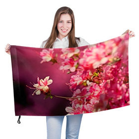 Флаг 3D с принтом Сакура в Петрозаводске, 100% полиэстер | плотность ткани — 95 г/м2, размер — 67 х 109 см. Принт наносится с одной стороны | 3d | flower | nature | pink | sakura | весна | деревья | природа | розовый | сакура | цветы | япония