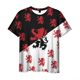 Мужская футболка 3D с принтом Лев герба Нидерландов в Петрозаводске, 100% полиэфир | прямой крой, круглый вырез горловины, длина до линии бедер | Тематика изображения на принте: амстердам | андерсен | белый | венеция | герб | голландия | европа | королевство | красный | нидерланды | свобода | символ | страна | флаг | черный