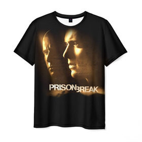Мужская футболка 3D с принтом Prison break 3 в Петрозаводске, 100% полиэфир | прямой крой, круглый вырез горловины, длина до линии бедер | 