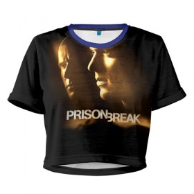 Женская футболка 3D укороченная с принтом Prison break 3 в Петрозаводске, 100% полиэстер | круглая горловина, длина футболки до линии талии, рукава с отворотами | Тематика изображения на принте: 