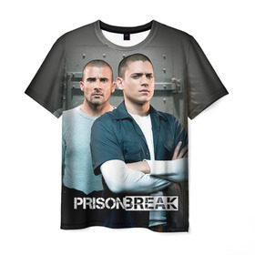 Мужская футболка 3D с принтом Prison break 4 в Петрозаводске, 100% полиэфир | прямой крой, круглый вырез горловины, длина до линии бедер | prison break | побег | сериал