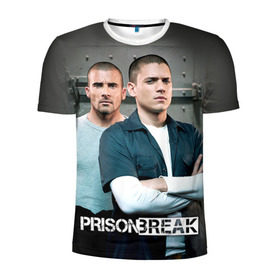 Мужская футболка 3D спортивная с принтом Prison break 4 в Петрозаводске, 100% полиэстер с улучшенными характеристиками | приталенный силуэт, круглая горловина, широкие плечи, сужается к линии бедра | Тематика изображения на принте: prison break | побег | сериал