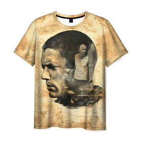Мужская футболка 3D с принтом Prison break 6 в Петрозаводске, 100% полиэфир | прямой крой, круглый вырез горловины, длина до линии бедер | prison break | побег | сериал