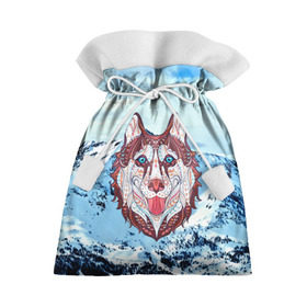 Подарочный 3D мешок с принтом Хаски в Петрозаводске, 100% полиэстер | Размер: 29*39 см | at | bowwow | dog | hound | pooch | арт | гончая | гончая собака | горы | деревья | лес | снег | собака | хаски | холод