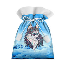 Подарочный 3D мешок с принтом Siberian Husky в Петрозаводске, 100% полиэстер | Размер: 29*39 см | at | bowwow | dog | hound | pooch | арт | гончая | гончая собака | горы | деревья | лес | снег | собака | хаски | холод