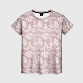 Женская футболка 3D с принтом Кружева в Петрозаводске, 100% полиэфир ( синтетическое хлопкоподобное полотно) | прямой крой, круглый вырез горловины, длина до линии бедер | lace | кружева | кружево | нежность | узор | цветы