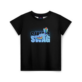 Детская футболка 3D с принтом Rainbow Dash Swag в Петрозаводске, 100% гипоаллергенный полиэфир | прямой крой, круглый вырез горловины, длина до линии бедер, чуть спущенное плечо, ткань немного тянется | my little pony | пони | радуга