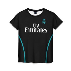 Женская футболка 3D с принтом Real Madrid в Петрозаводске, 100% полиэфир ( синтетическое хлопкоподобное полотно) | прямой крой, круглый вырез горловины, длина до линии бедер | real madrid | королевский клуб | реал мадрид | форма
