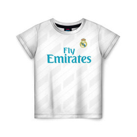 Детская футболка 3D с принтом Real Madrid в Петрозаводске, 100% гипоаллергенный полиэфир | прямой крой, круглый вырез горловины, длина до линии бедер, чуть спущенное плечо, ткань немного тянется | Тематика изображения на принте: real madrid | королевский клуб | реал мадрид | форма